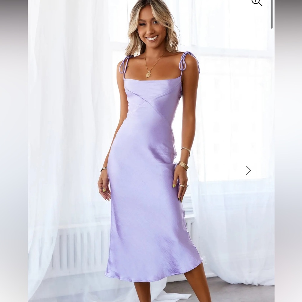 Hello Molly Elegant Lavender Satin Dress